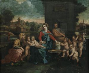 Landskap Med Den Heliga Familjen Och St. Anna