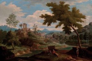 Paesaggio Italianizzante Con Tempietto, Sepolcro E Figure Classiche