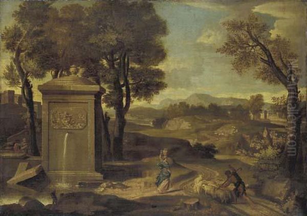 An Italiante Landscape With A Shepherd And His Flock - view 1