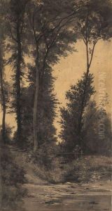 Sous-bois Et Riviere by Auguste Allonge