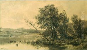Bords De Riviere Dessin Au Fusain Et Al'estompe