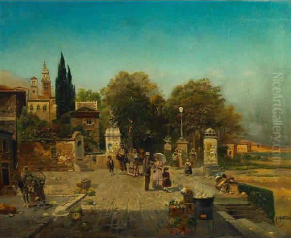 A Busy Roman Market - view 1