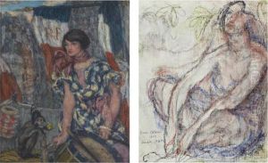 Femme Assise Au Singe Femme Assise Au Singe