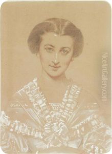 Portraits De Marie Et Genevieve, Filles D'armand Bertin by Eugene Pineu-Duval Amaury-Duval