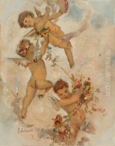 Putti Con Ghirlanda Di Fiori by Federico Andreotti
