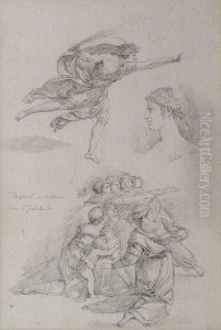 Feuille D'etudes D'apres La Donation De Constantin Et L'incendie Du Bourg De Raphael. Feuille D'etudes D'apres La Donation De Constantin Et L'incendie Du Bourg De Raphael.