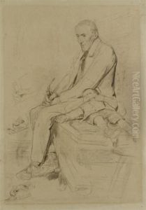 Grossvater Mit Schlafendem Kind Auf Der Ofenbank by Albert Anker
