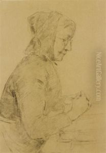 Portrait Of A Old Peasant Woman by Albert Anker