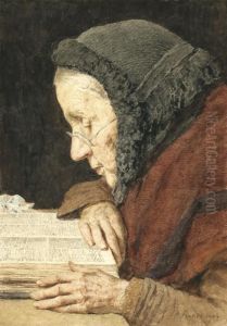Old Woman Reading The Bible by Albert Anker