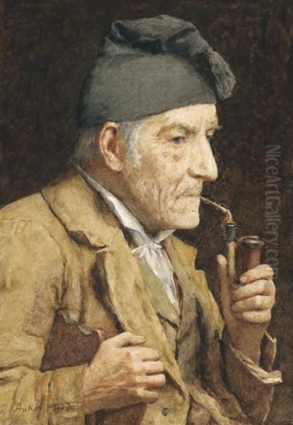 Old Man Smoking His Pipe - view 1