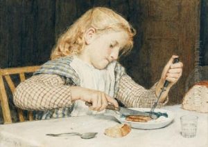 Speisendes Madchen Am Tisch by Albert Anker
