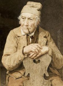 Sitzender Bauer Mit Pfeife by Albert Anker