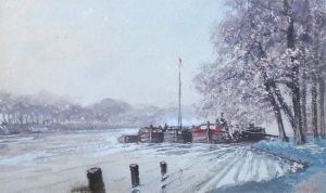Barges On The River by Louis Apol