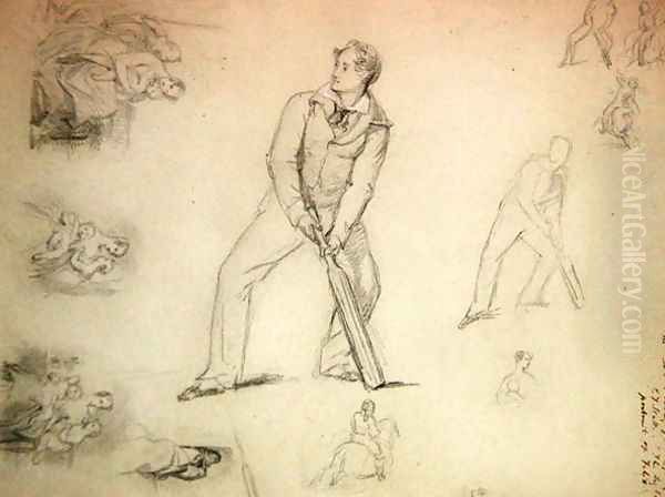 Sketch of a a cricketer - view 1