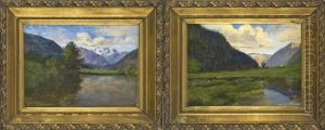 Due Dipinti Raffiguranti Paesaggi Montani Con Laghetto by Luigi Arbarello