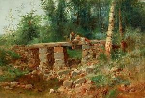Ninos En El Puente. by Jose Armet Y Portanell