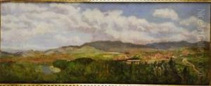 Paisaje Con Pueblo Al Fondo by Jose Armet Y Portanell