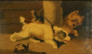Terriers Ratting In A Barn by George Armfield