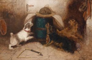 Three Dogs Barking At A Mouse Three Dogs Barking At A Mouse