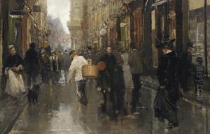 Straat; A View Of The Spuistraat, The Hague by Floris Arntzenius