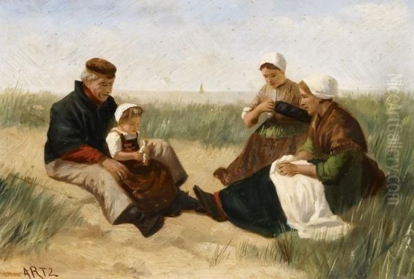 Dutch Family At The Beach - view 1