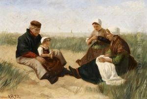 Dutch Family At The Beach by David Adolf Constant Artz
