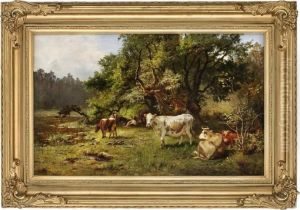 Cattle At The Watering Place by Anders Monsen Askevold