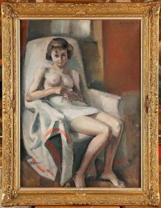Jeune Fille Nue Assise Dans Un Fauteuil