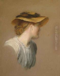 Mrs G. F. Watts in a straw hat, 1887 by George Frederick Watts