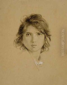 Study for the head of a boy in 'Peasants of the Campagne' during the Vintage, c.1860 by George Frederick Watts