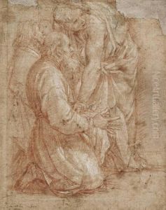 A Young Man Attending An Older Kneeling Man by Giovanni Baglione