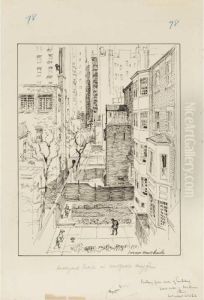 Backyard Scene In New York's May Fair by Vernon Howe Bailey