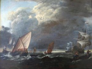 Marine Scene Under A Stormy Sky by Ludolf Backhuysen