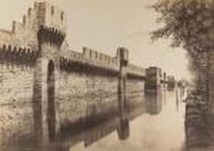 Les Remparts A Avignon (inondations Sous Les Murs D'avignon) by Edouard Denis Baldus