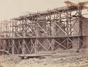 Construction D'un Viaduc Sur La Ligne De Chemin De Fer Paris - Marseille by Edouard Denis Baldus
