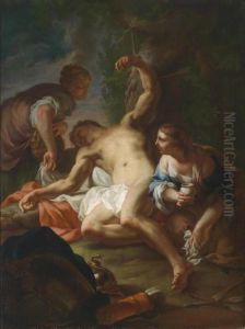 Saint Irene Tending The Wounds Of Saint Sebastian by Antonio Balestra