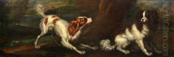Playful Spaniels In A Landscape - view 1