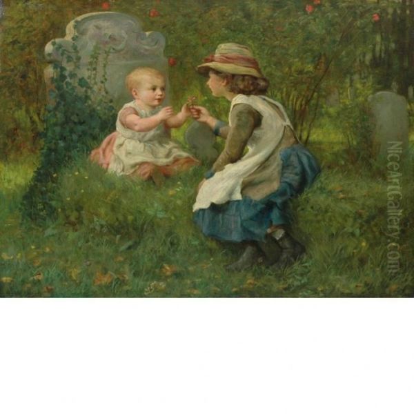 Children Playing In A Graveyard - view 1