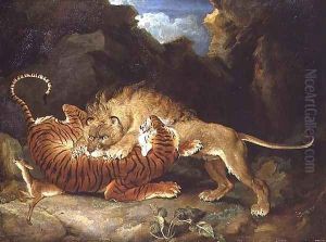 Fight between a Lion and a Tiger, 1797 by James Ward
