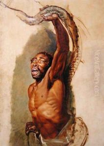 Man Struggling with a Boa Constrictor, Study for Liboya Serpent Seizing its Prey, c.1803 by James Ward