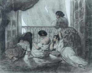 Femmes Se Rafraichissant Sur Un Balcon, A Madrid