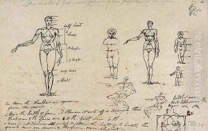 Studies of anatomy with measurements and writing by James Ward