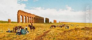 Grain Harvest In The Ancient Aqueduct On The Roman Countryside