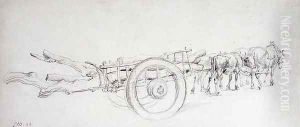 A Timber Cart Laden with Tree Trunks, Drawn by a Pair of Horses and a Pair of Oxen by James Ward