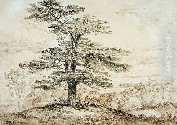 A Cedar on a Rise with a Herd of Deer Grouped Beneath its Shade, 1814 - view 1