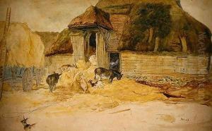 Animals Before a Thatched Barn