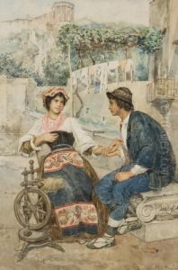Tivoli, Il Corteggiamento Della Giovane Filatrice by Clelia Bompiani Battaglia