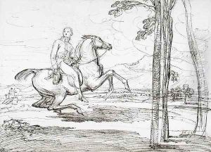 A Horseman in a Landscape, probably a study for Theophilus Levett Fox Hunting in Wychnor Park, 1814 by James Ward
