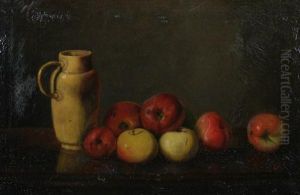 Still Life With Ceramic Pitcher And Apples by Peter Baumgras
