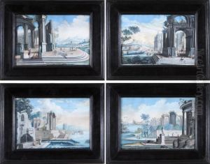 Capriccio Architettonico Con Figure by Johann Wilhelm Baur